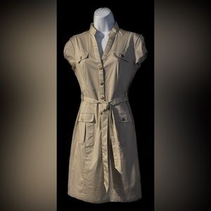 Beige color snap front dress